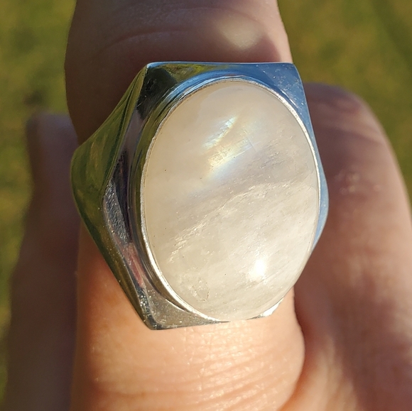 New Men's Rainbow Moonstone 925 Silver Ring. - Picture 5 of 16